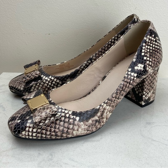 Cole Haan Tali Bow Pumps Reptile Leather Contemporary Heels - Picture 8 of 11